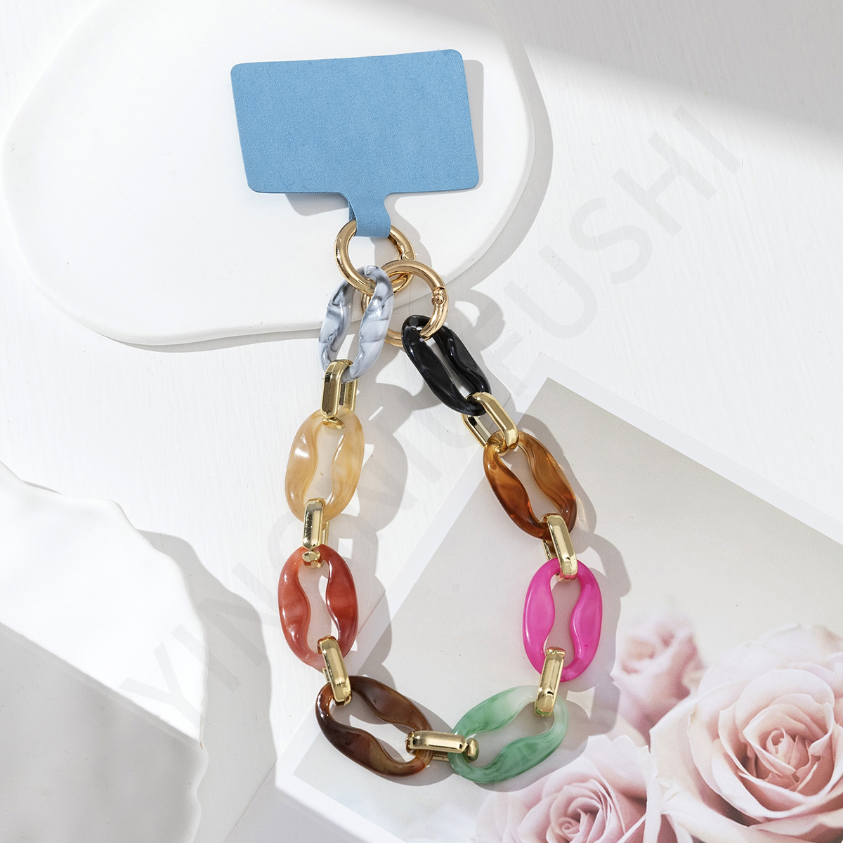 32g Weight Mobile Phone Chain Classification 1 Piece Quantity Alloy Material Oval Pattern Retro, Classic Style Style Retro Classic Style Oval Arylic Alloy Mobile Phone Chain 4