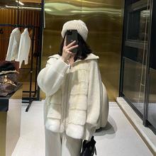 外套质直筒夹气质外套羊绒轻拼接风名媛短款皮草针织奢水貂夹克貂