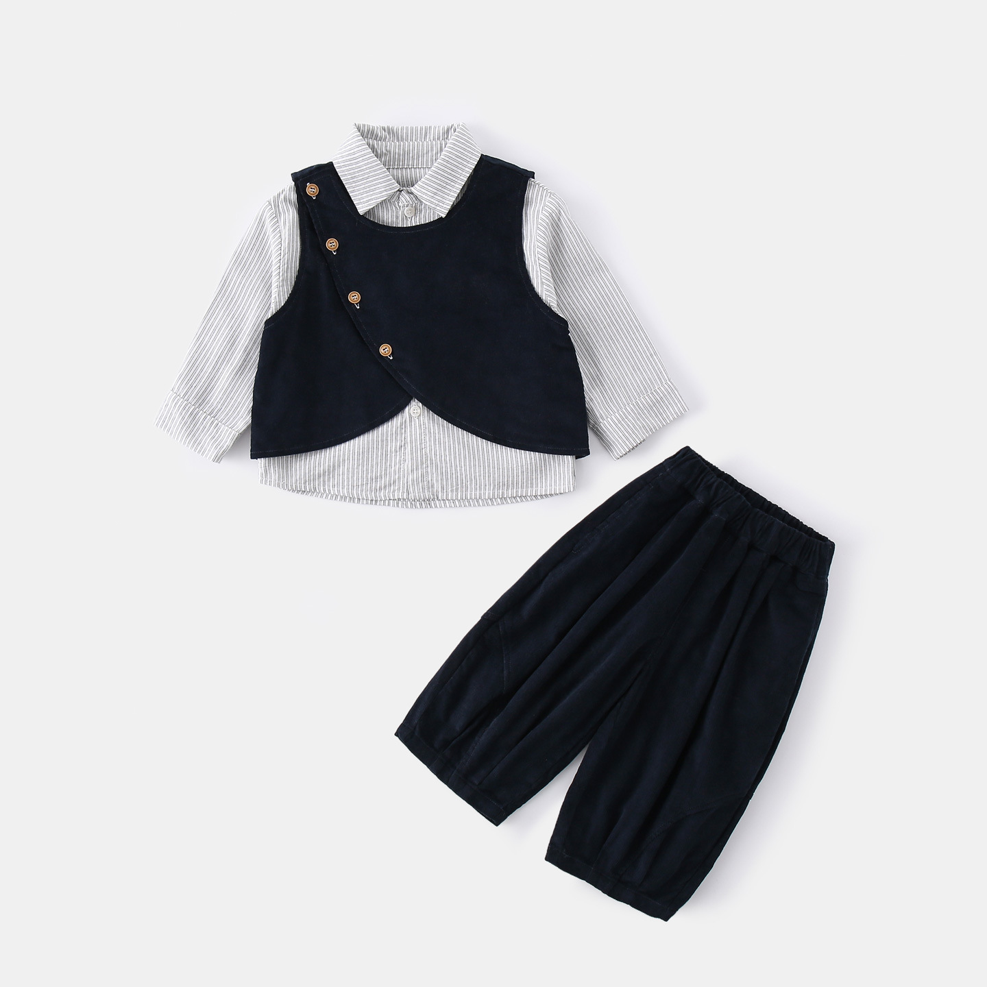 2025年新作男の子秋スーツ、ハンサムでファッショナブルな子供服、男の子ベビー秋服、誕生日1歳ドレス3点セット