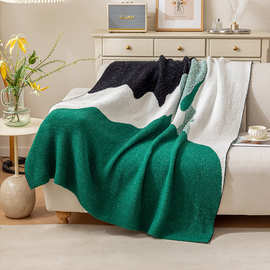 半边绒山水画沙发毯高级感毯子午睡毯办公室午休毯盖毯加厚毛毯