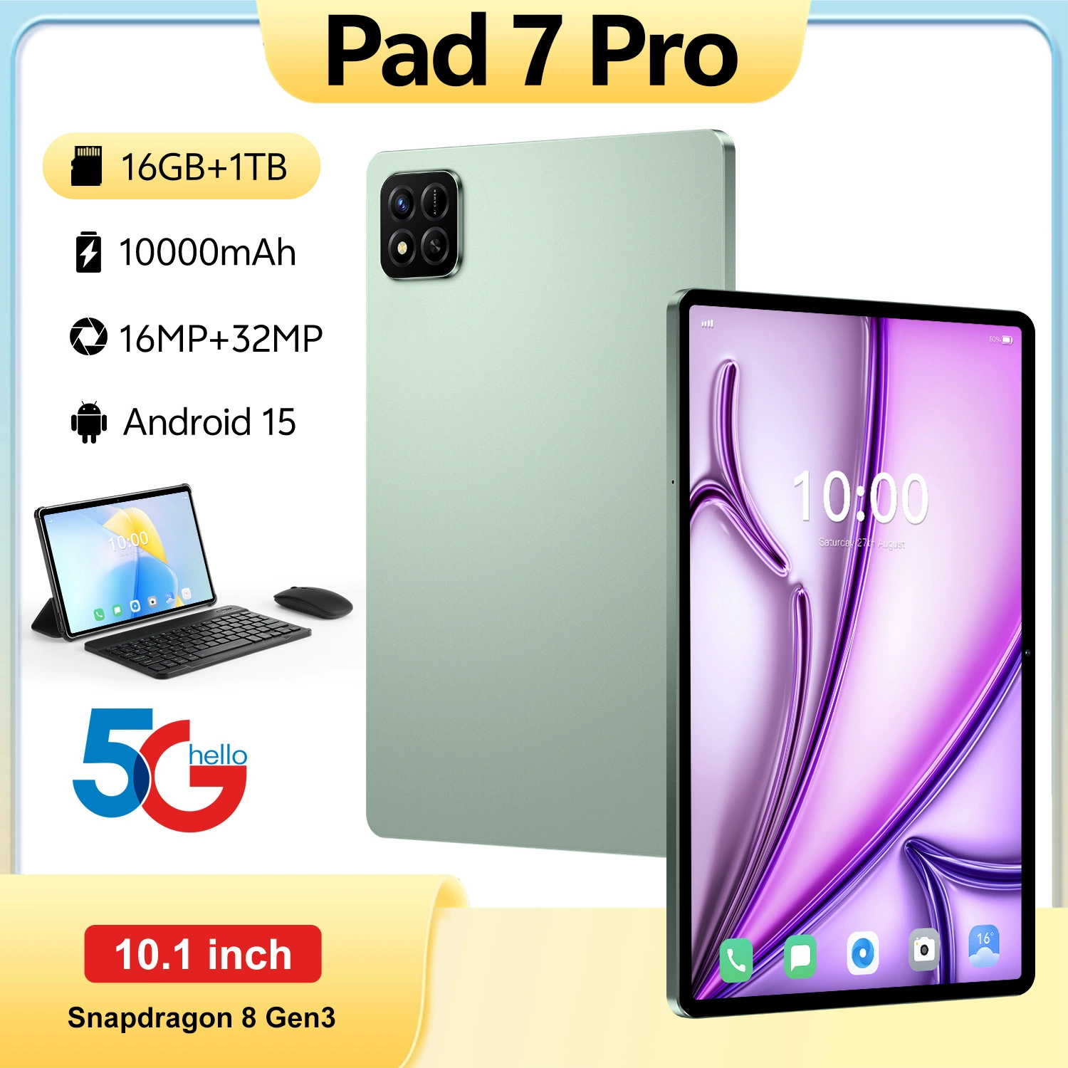 Планшет Pad 7 Pro 16 ГБ+1 ТБ, 10,1" 2560×1600, Snapdragon 8 Gen3, 10000 мА·ч