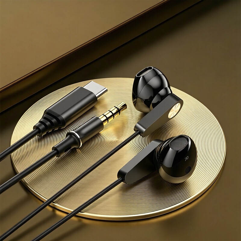Private Model Wired Earphones Type-C In-Ear with Microphone for Gaming, Line Control, High-Definition Sound Quality, Magnetic Suction, for E-Sports and Computer Use