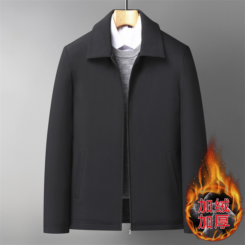 2022冬季夹克式棉服男中年爸爸装外套加绒加厚翻领夹克中老年棉衣