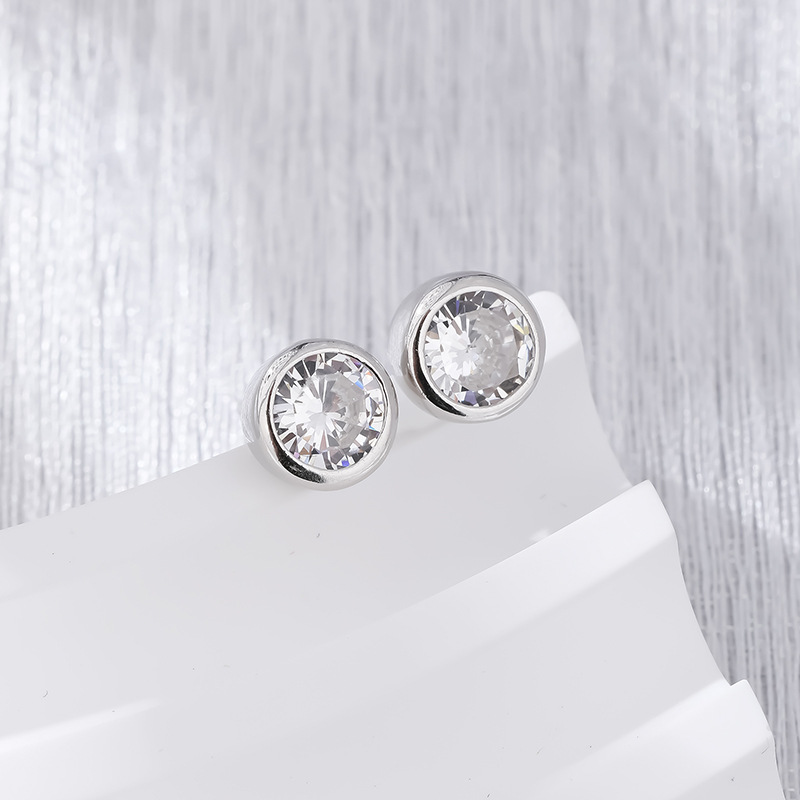 Pendientes de burbuja brillante de plata de ley s925 para mujer, moda, temperamento simple, bolso redondo, pendientes de circón, pendientes perforadas