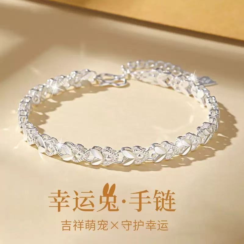 Lucky Rabbit Bracelet Women's Bracelet Year of the Rabbit Zodiac Year Women's Model Silver Plated Bracelet Wholesale Price for Girlfriend's Birthday Gift