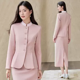 粉色西装套装女2026秋冬新款女神范新中式时髦职业西服正装工作服