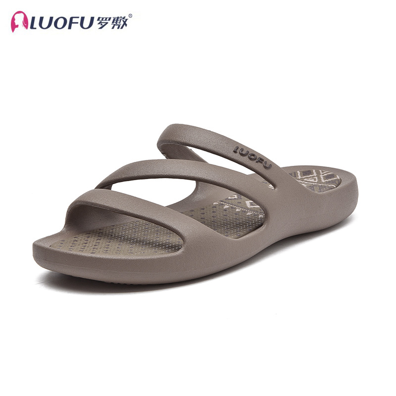Luo Fu diseño original figura geométrica hebilla superior irregular fondo plano casual sandalias Boken zapatillas madre suave