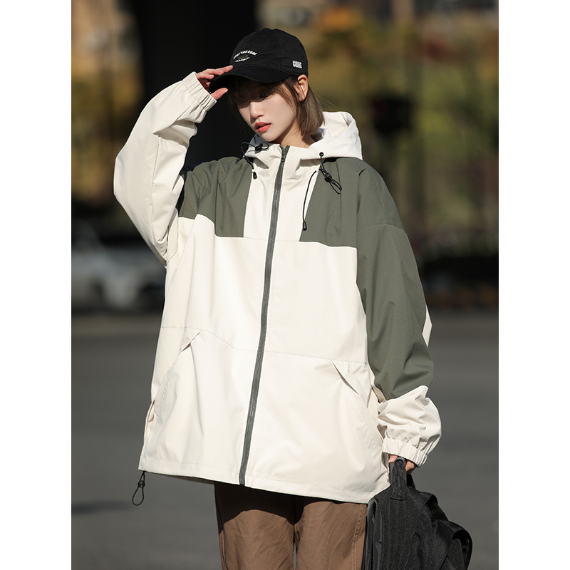 Demi-season travel windproof waterproof jacket with hood