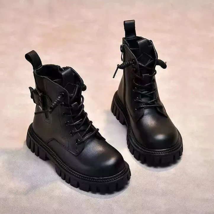 Girls Martin Boots 2025 Autumn and Winter Foreign Trade Children's Short Boots Girl's Boots Black Leather Boots Children's Boots Girl