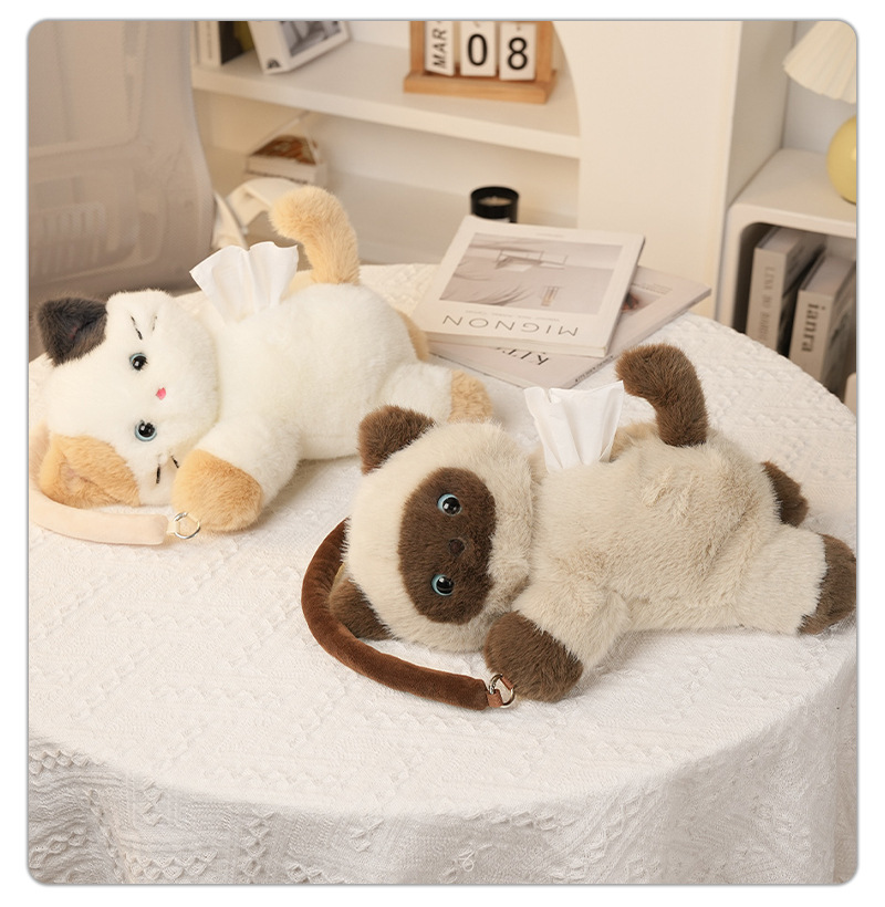 Cartoon Cute Kitten Tissue Box Office Desktop Decoration Tissue Holder Multifunctional Car Hanging Tissue Bag