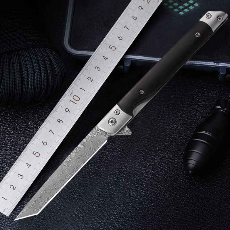 跨境大马士革折叠刀户外刀具露营烧烤水果刀轴承小刀迷你便携折刀