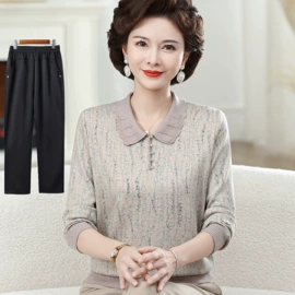 中老年休闲套装;毛衣;休闲裤