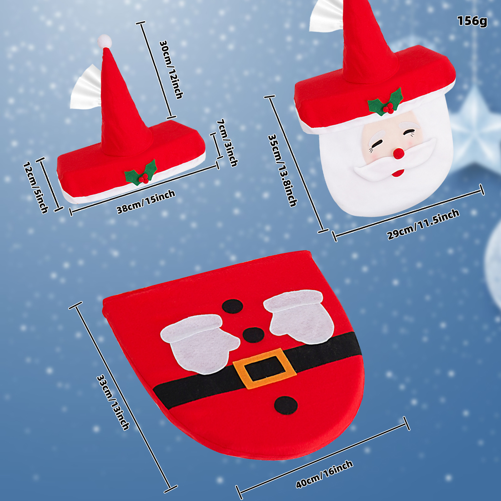 Ventas transfronterizas de inodoro de Navidad de Papá Noel de dos piezas de decoración de inodoro de Papá Noel