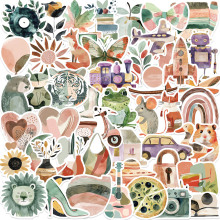 50张波西米亚手绘贴纸DIY装饰吉他手机笔记本防水原创不侵权贴纸