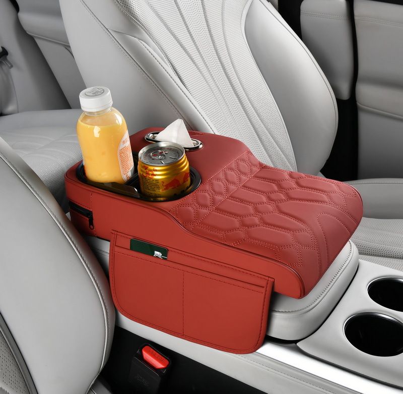 Car Multifunctional Tissue Box – Fushou Armrest box pad - high-and-low-armrest-box-heightening-pad-anti-slip-cup-model-a-red