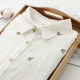2024 Autumn New Double-layer Cotton Yarn Long-sleeved Shirt Women's Korean Style Fresh Style Printed Leaves Pure Cotton Soft Shirt