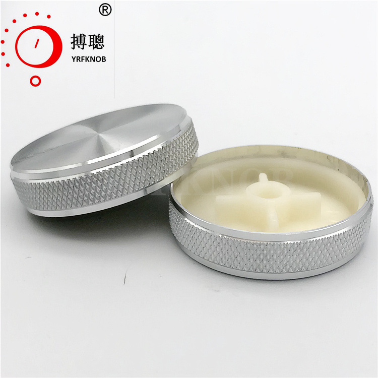 生产厂家网格滚花旋钮40*13斜格银色铝塑胶芯6直身电位器旋钮