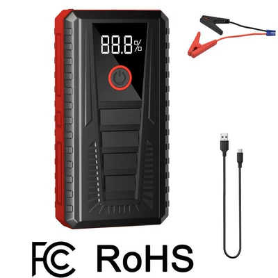 Car Emergency Starting Power Supply 12V Large Capacity Multifunctional Jump Starter Portable Car Battery Booster (Other Automotive Safety Supplies) - red-standard-clip