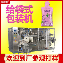 全自动双头液体水平给袋机 异形袋果汁饮品包装机 西梅汁包装机