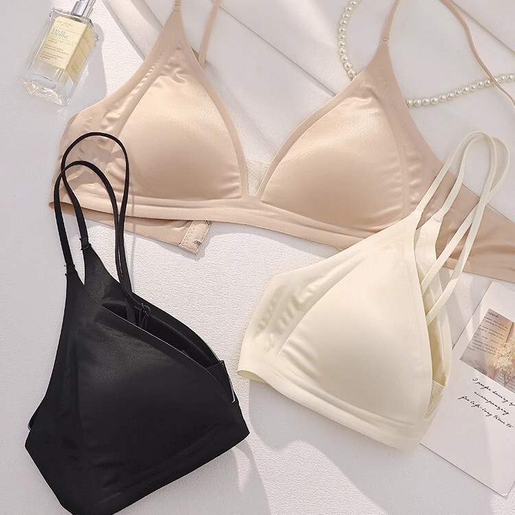 French Style Pure Desire Underwear Women's Big Chest Small Chest Push-up No Steel Ring No Mark Sexy Triangle Cup Beautiful Back Text Thin Bra