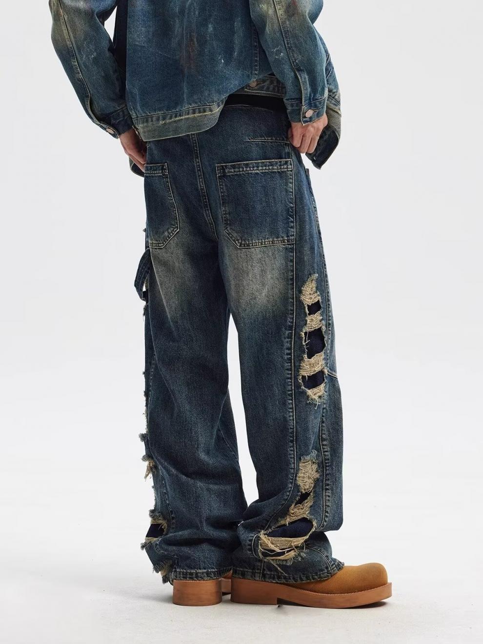 Men's Clothing Youth sports loose wide leg jeans design cool _ipsvogv.com