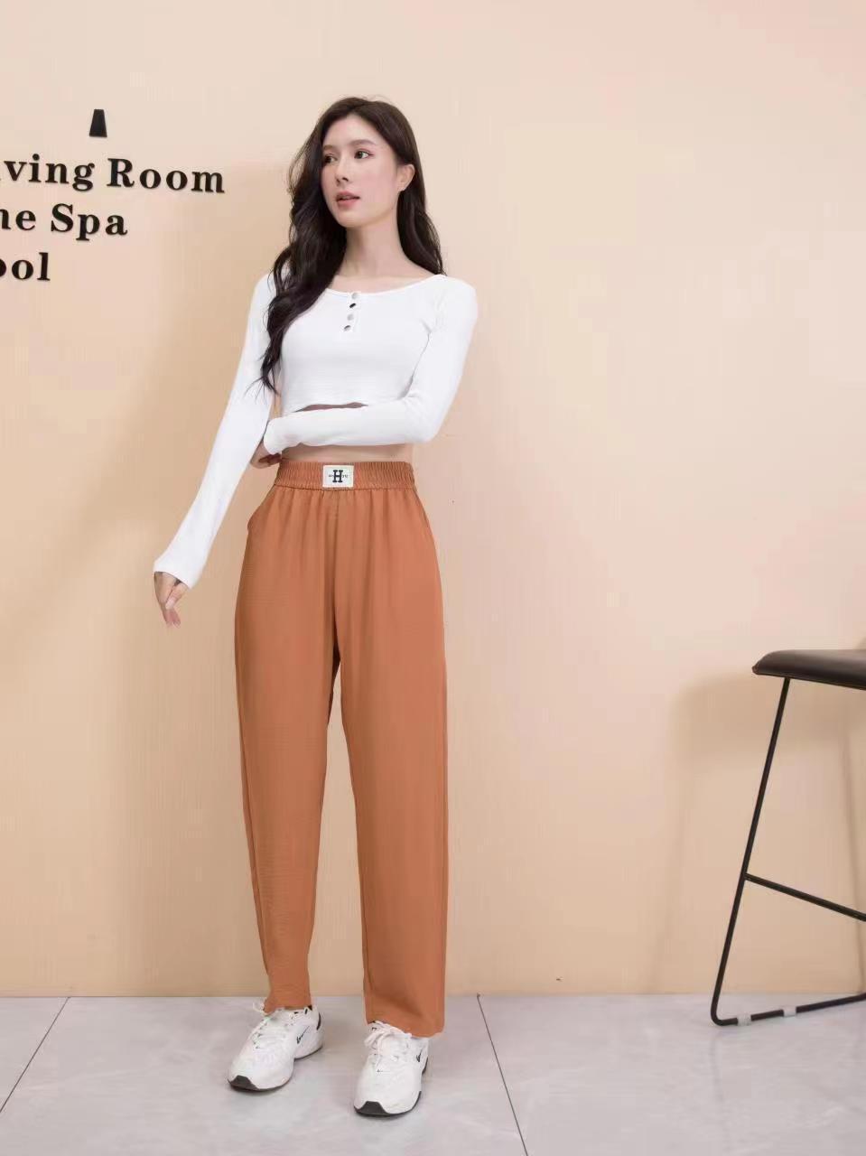 2023夏季薄款冰丝小脚哈伦裤女新款垂感宽松显瘦大妈九分萝卜休闲详情8