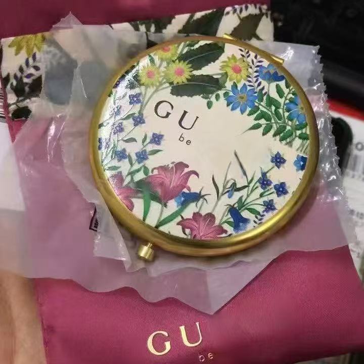 G家2025新款柜台赠品花卉图案金属化妆镜配精致可爱收纳袋礼袋