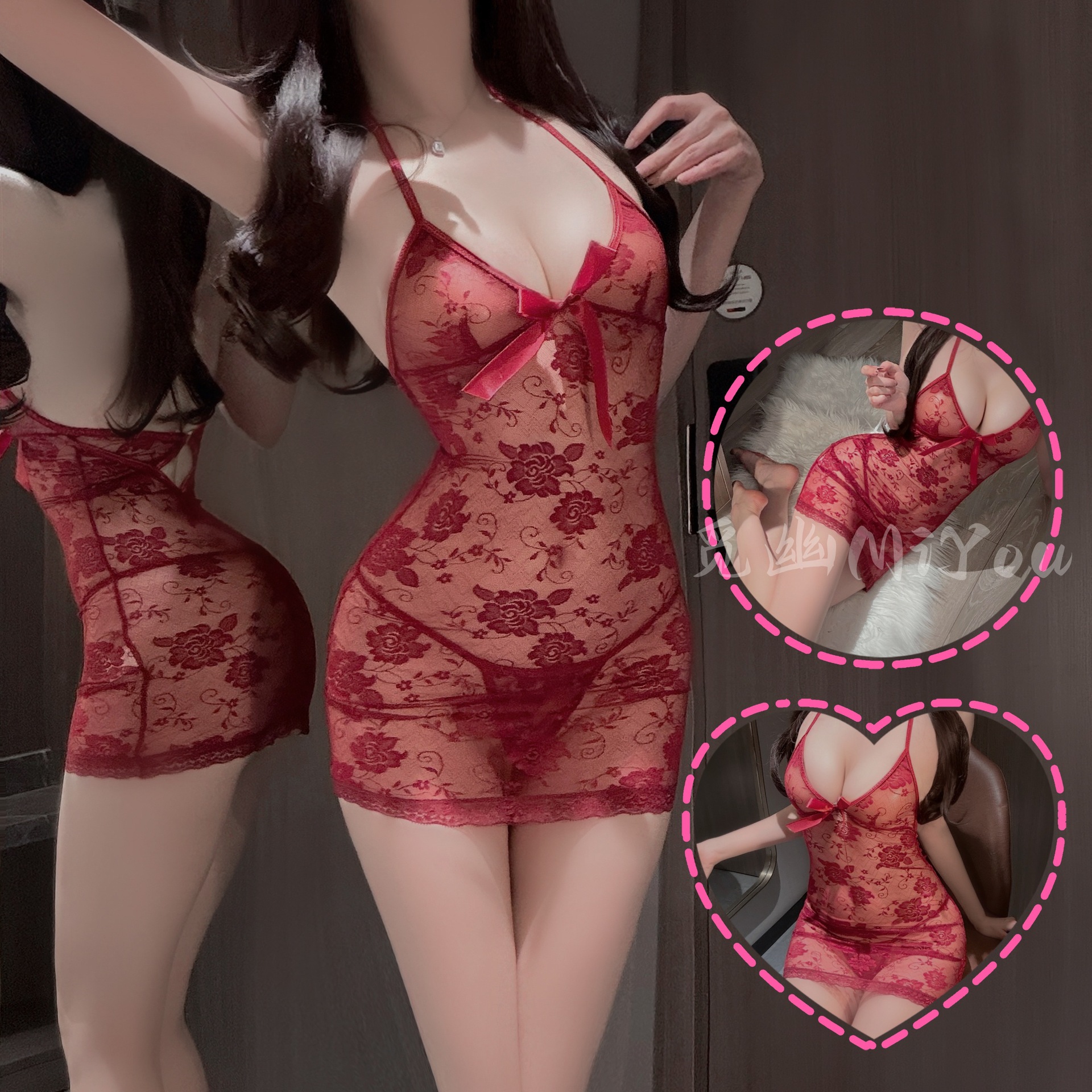 Huajiaoying sexy pajamas, feminine lace see-through skirt, sensual temptation underwear, passionate flirting clothes