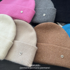 高阶羊毛兔绒~针织毛线帽男女款秋冬季显脸小护耳保暖套头冷帽潮