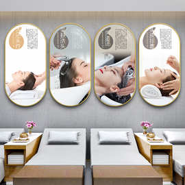 中医养生馆装饰画美容院背景墙壁画头疗图片宣传画高级感墙面挂画