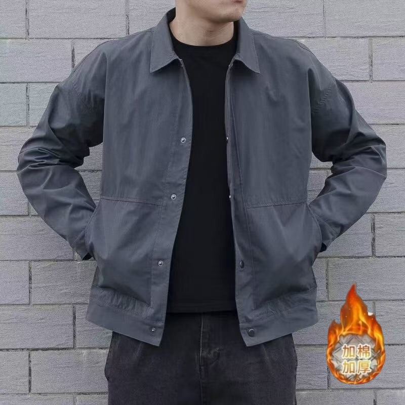 Popular Spring and Autumn Lapel Jacket Simple Solid Color Office Trendy Casual Youth Coat Top