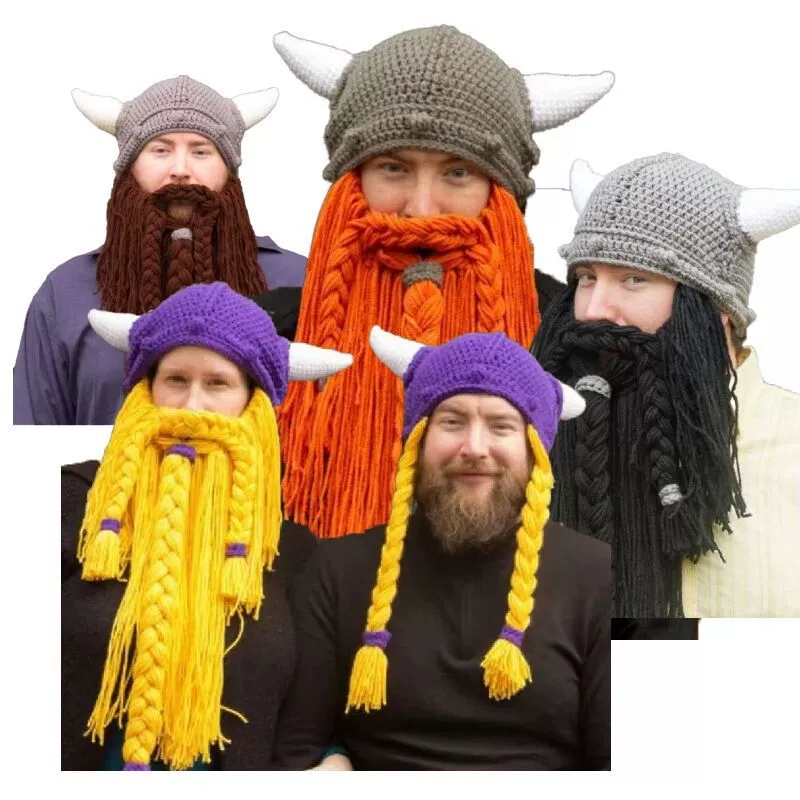 Внешняя торговля личности Викинг шляпа большая борода шляпа коса шляпа Рождество ручной работы шерстяной тканый Рог Шляпа оптом