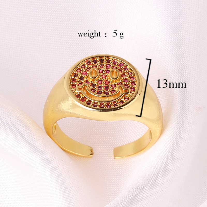 Fashion Smiley Face Copper Inlaid Zircon Rings display picture 1