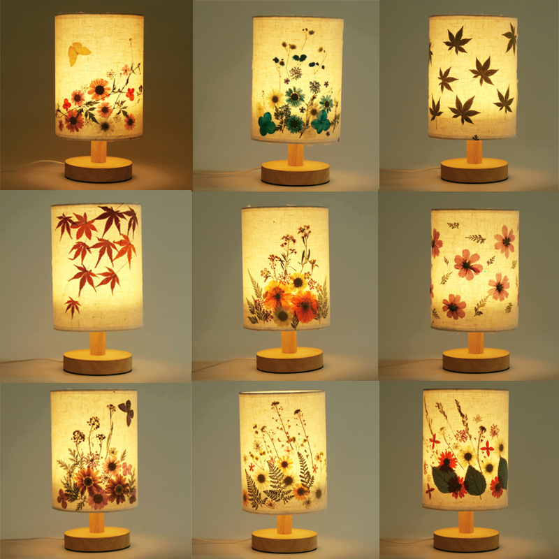 Dried flower table lamp, children's handmade diy night light, company team building event gift, community parent-child bedroom bedside lamp