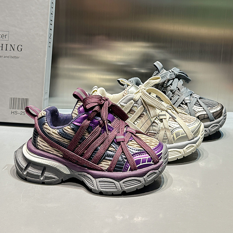 Children's Sports Shoes Men's Mesh Breathable 2025 Autum New Girls' Dad Shoes Boys' Mesh Shoes Versatile Trendy Shoes