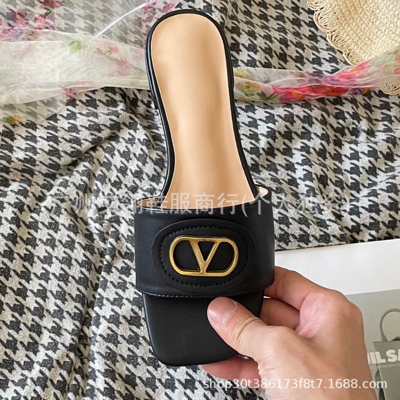 外贸新款欧美中东迪拜俄罗斯荷兰德国新加坡V字扣真皮平底一字拖|undefined
