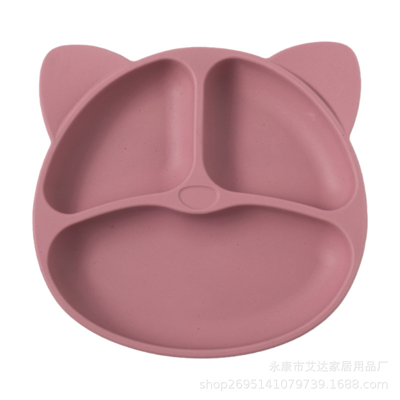 Plato de gato de dibujos animados rosa roja