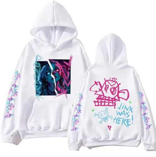 ElegancwCLOW Anime Arcane-Jinx Hoodie Harajuku Hip Hop Pullo