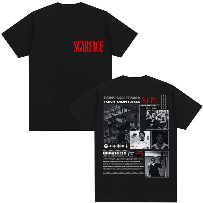 90S Movie Scarface Tony Montana Al Pacino T-Shirt Retro Fashion Men's and Women's