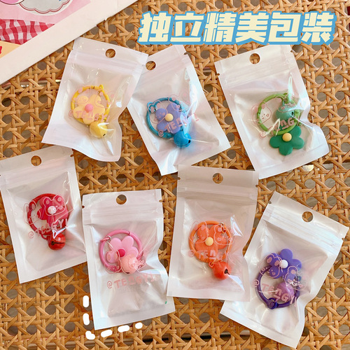 Japanese girl heart Korean version colorful flower bell keychain fairy candy color macaron flower keychain