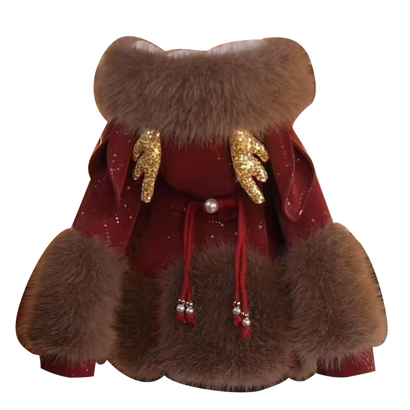 Warm winter children's down jacket with hood