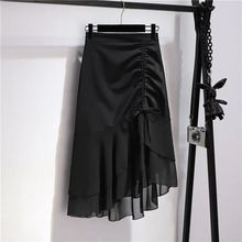 不规则半身裙女夏季2023设计感高腰中长款荷叶边包臀鱼尾裙子