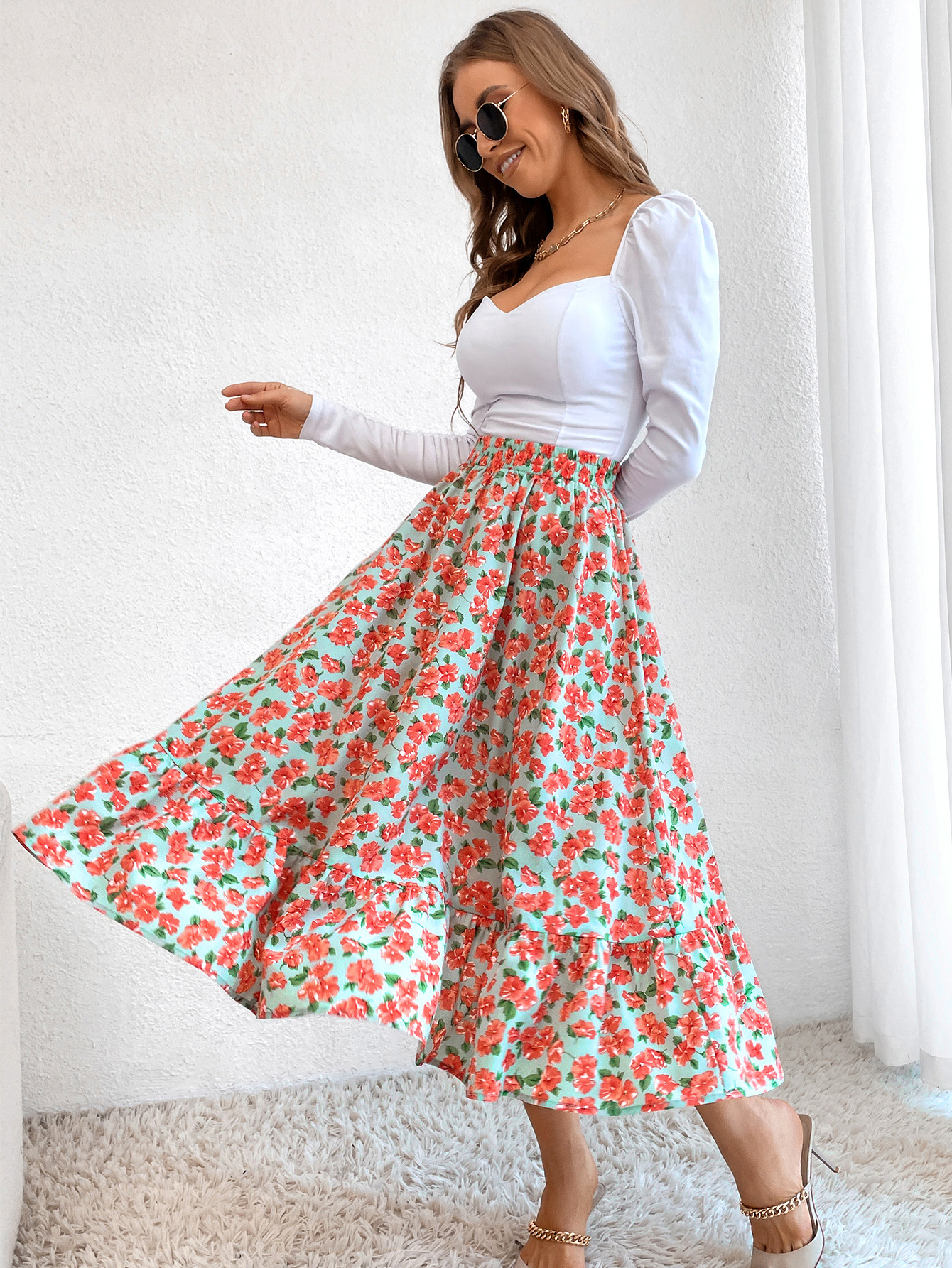 182g Weight Midi Dress Dress Length Type Skirt Dresses Type Spandex, Polyester Fabric Type High Waist Waist Line Inelastic Elasticity Holiday, Daily Occasion Regular Fit Fit Type Ditsy Floral, Leopard Pattern Spring, Autumn Season Women's Gender Casual, Streetwear Style Spring Autumn Casual Streetwear Ditsy Floral Leopard Spandex Polyester Midi Dress Skirts 11