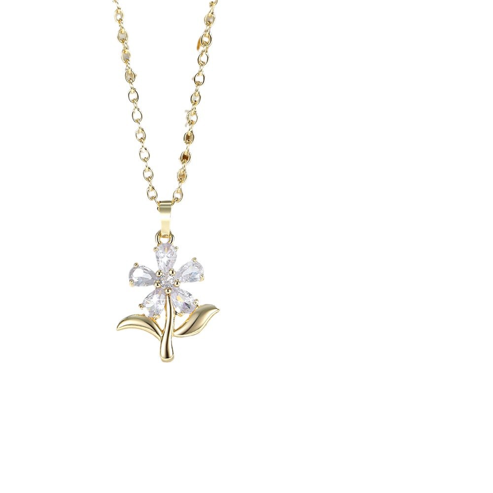 Amazon Fashion Flores Jewelry Set de diseño de alta calidad cobre chapado 14K oro colgante pendientes de flores image 6