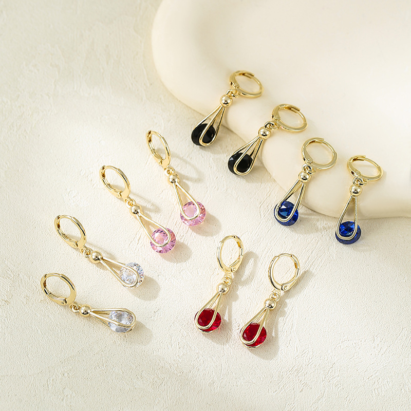 Xiyin nuevo transfronterizo goteo de lluvia zircon medio y largo único ligero de lujo simple pendientes de zircon estilo europeo y americano pendientes de orejas