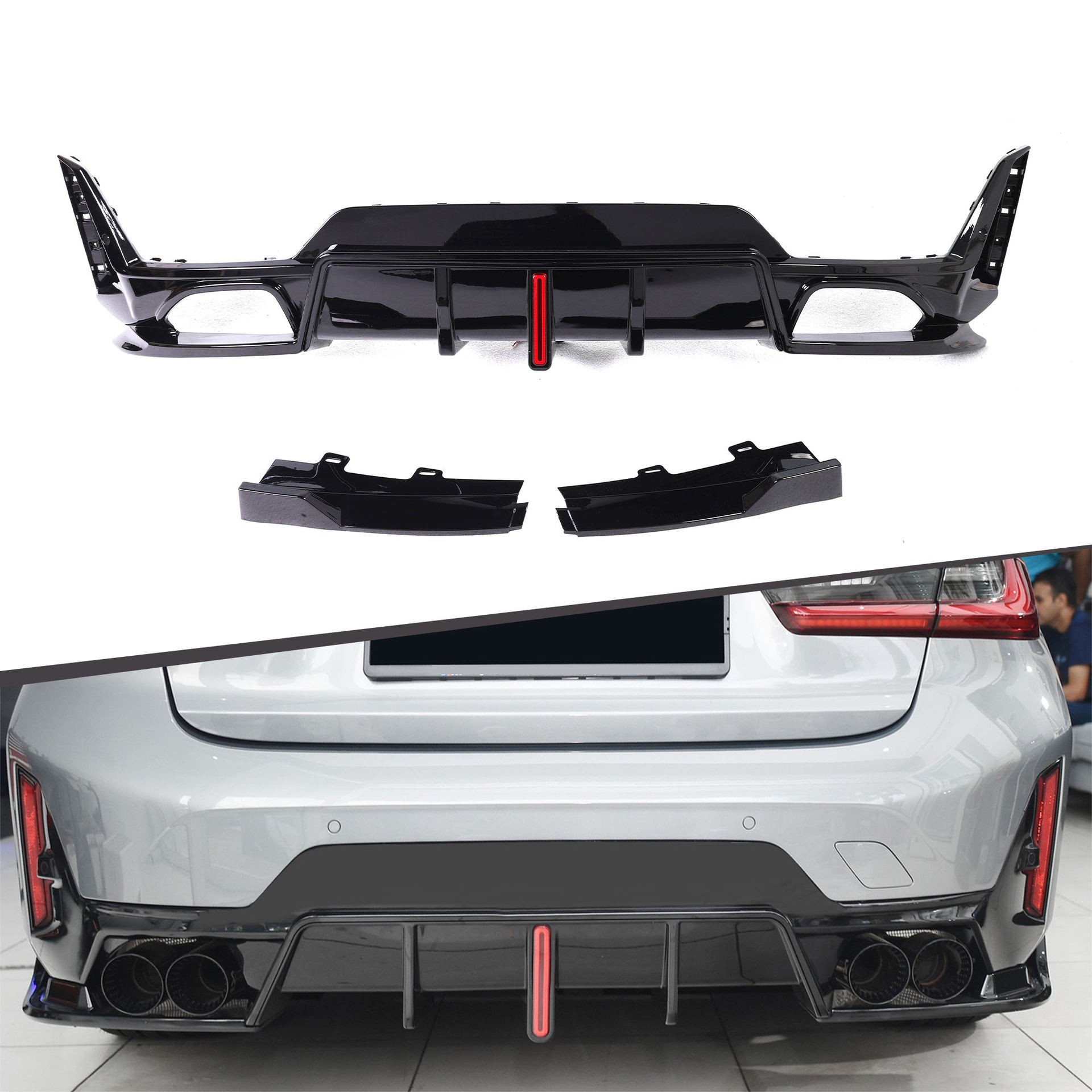 Suitable for 23+ Model Bmw 3 Series G20 Rear Lip with Vertical Lights Car Modification Rear Lip Rear Spoiler Small Body Kit