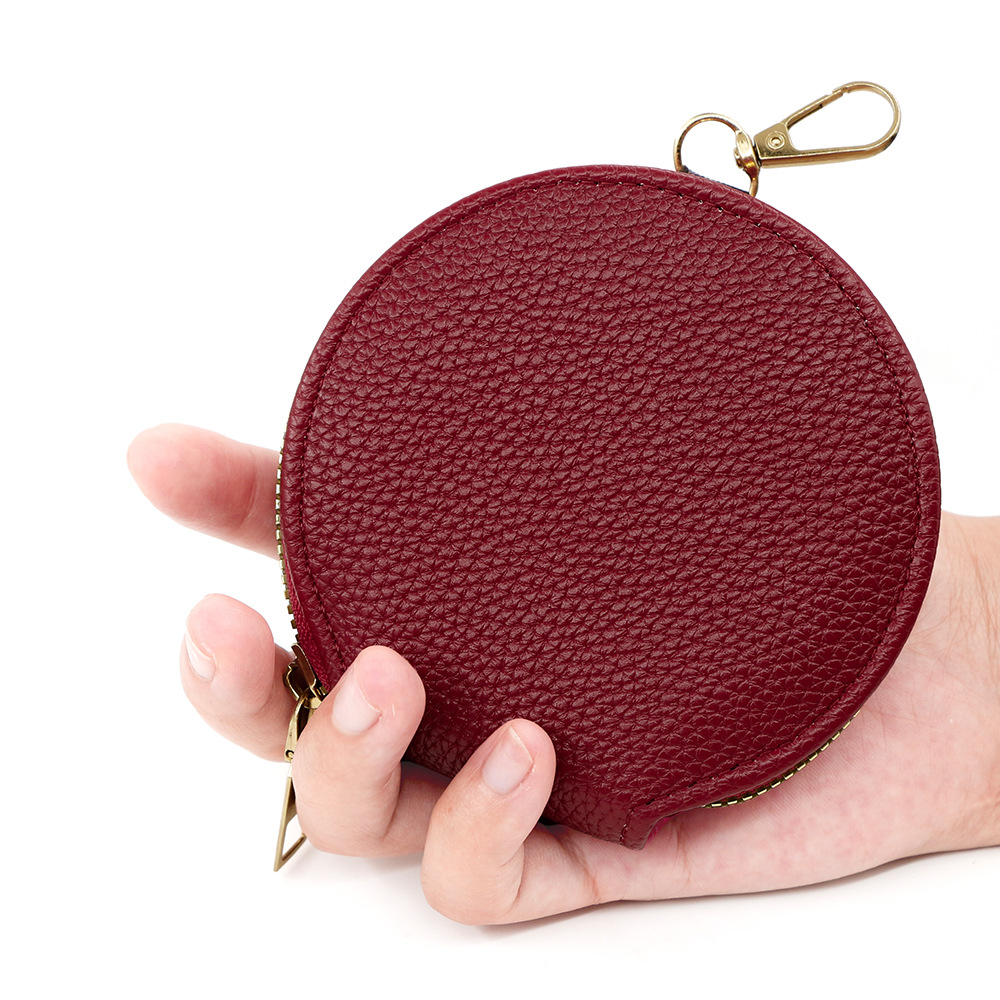 Monedero con cremallera para mujer de cuero PU fresco japonés y coreano estilo INS portátil redondo mini bolso colgante estuche para tarjetas estuche para llaves