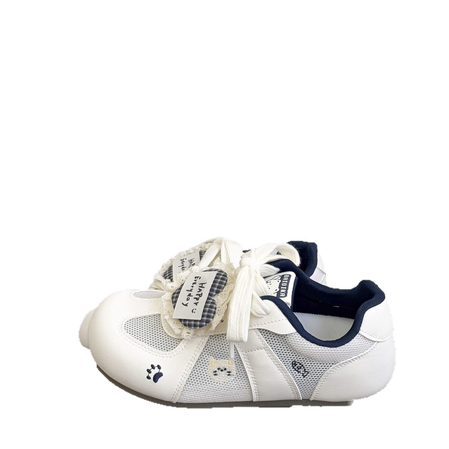 Hermoso bordado gato gato correa casual zapatos blancos para mujeres 2026 primavera nuevo estilo de alto valor versátil zapatos de entrenamiento de base plana