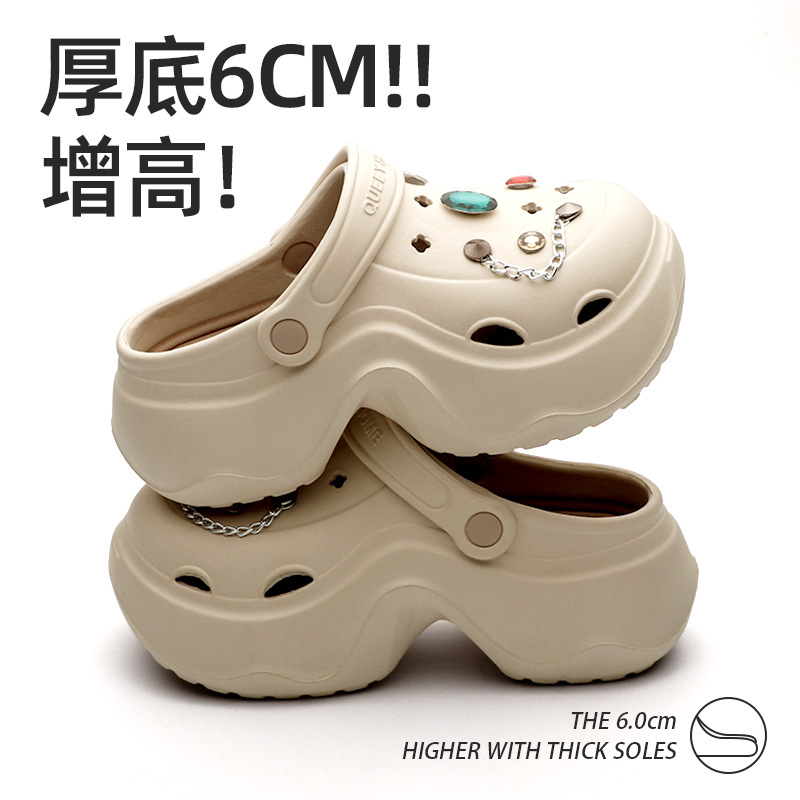 Baotou – chaussures croco à semelles épaisses pour femmes, pantoufles de plage antidérapantes, sandales rehaussantes, nouvelle collection été 2026