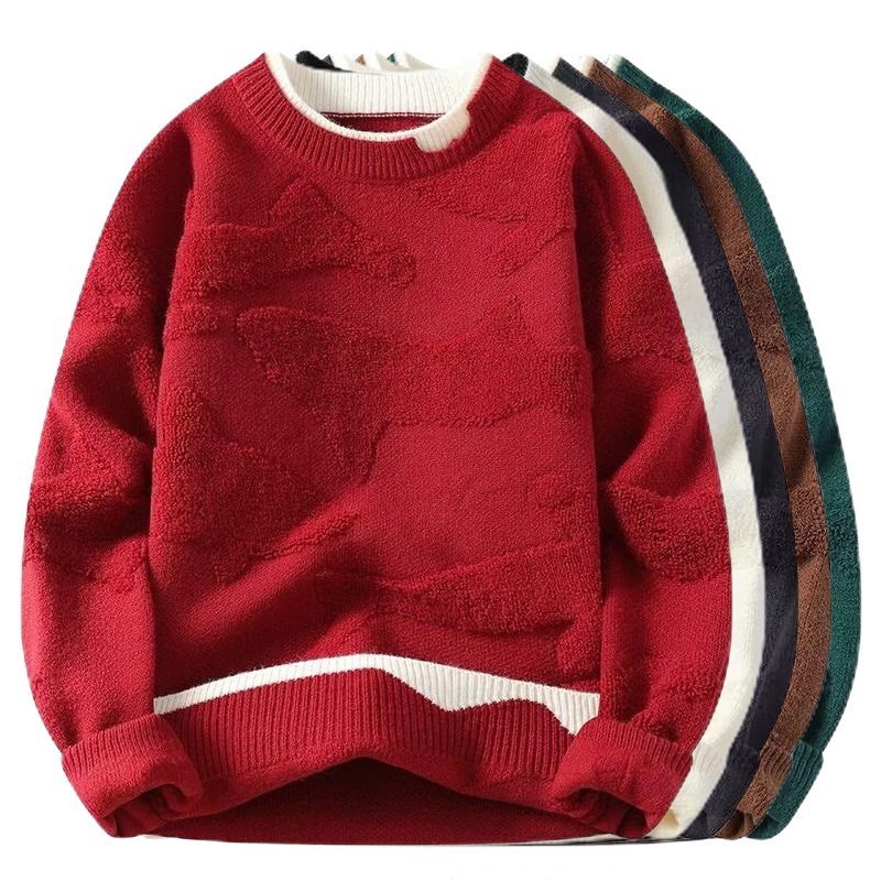 Explosiones transfronterizas de tamaño grande falso de dos piezas de camisetas de punto suéter toallas de hombre bordadas tridimensionales de otoño y invierno fábrica de chaqueta al por mayor